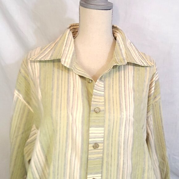 3XL Maltos Green Stripe French Cuff Button Down Collar Dress Shirt - Picture 4 of 10